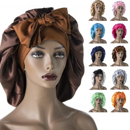 Bonnet de nuit en Satin à Bande Extensible (Cheveux)